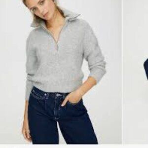 Wilfred Free Gwyneth Alpaca Wool 1/4 Zip Sweater Grey Size S